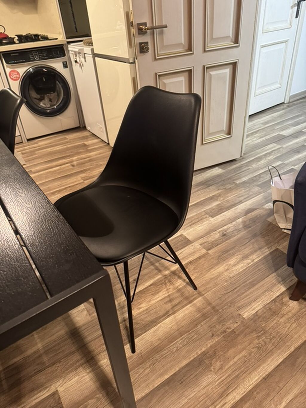 Qara rəngli yemək masası və 4 ədəd stul dəsti - Dizayn: Minimalist — Mebel, Masazır (3)