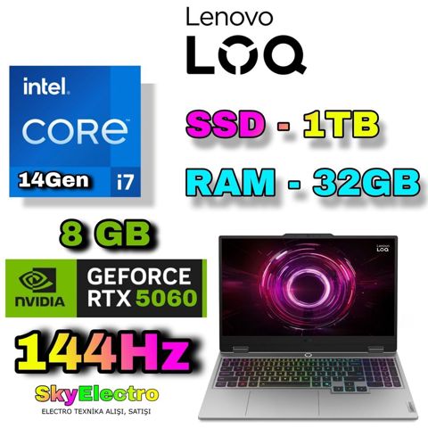 Yeni Lenovo LOQ, 15.6 Intel Core i7, 1 TB, Ünvandan götürmə, Pulsuz çatdırılma, Ödənişli çatdırılma — Bakı