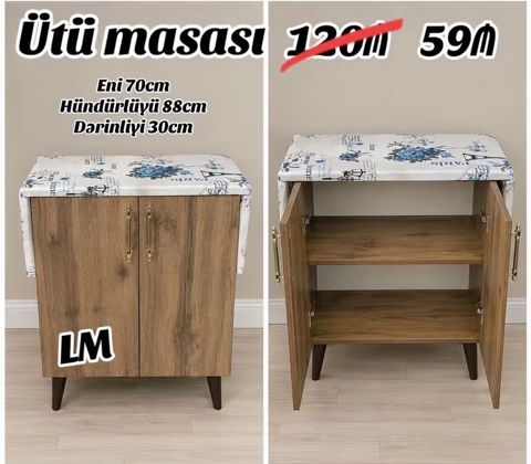 Ütü masası – şkaflı model Ölçülər: - En: 70 sm - Hündürlük: 88 sm — Mehdiabad