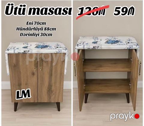 Ütü masası – şkaflı model Ölçülər: - En: 70 sm - Hündürlük: 88 sm — Mehdiabad