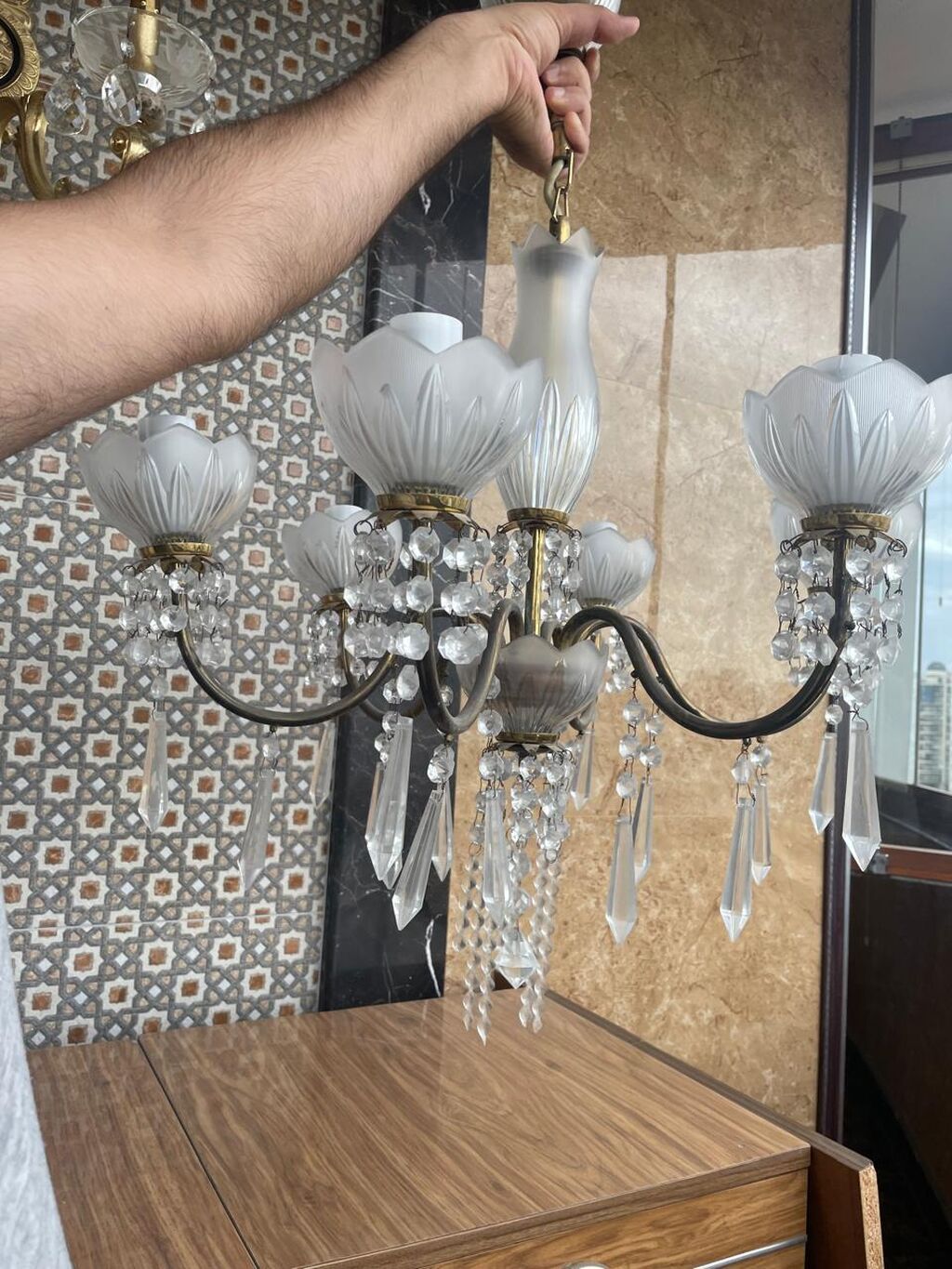 Çılçıraq, 6 lampa, Şüşə — İşıqlandırma, Bakı (5)
