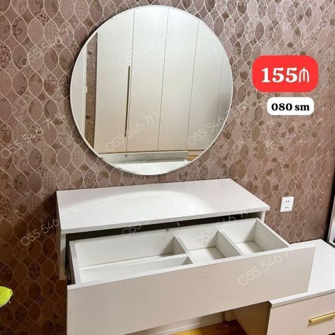 Ağ rəngli makiyaj masası və dairəvi güzgü dəsti. Xüsusiyyətlər — Bakı