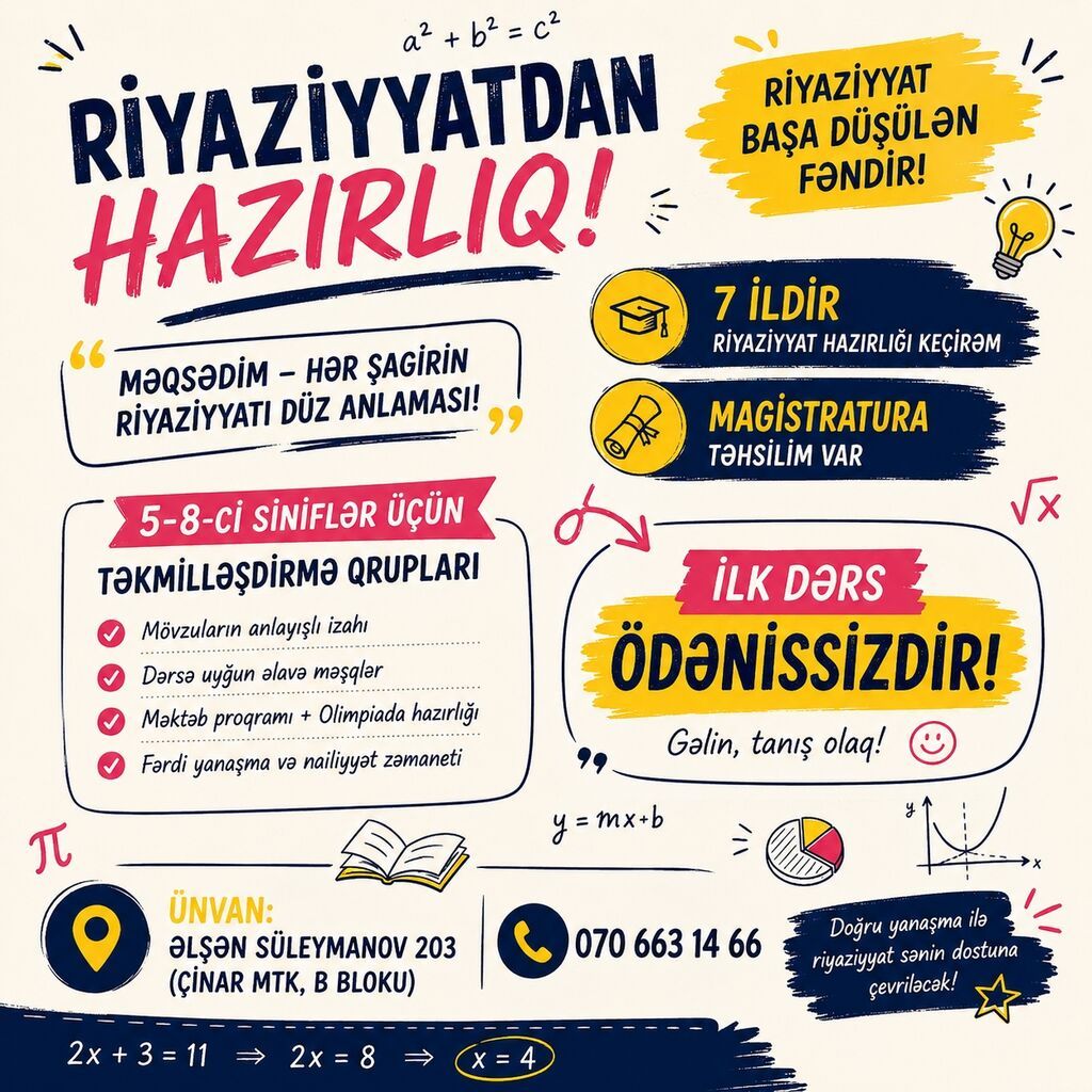Repetitor, Riyaziyyat — Təlim, kurslar, Bakı