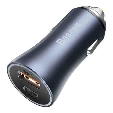 Car Adapter Baseus 40W Golden 1USB+TYPE-C Gray — Bakı