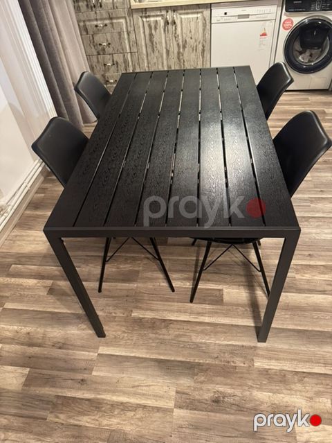 Qara rəngli yemək masası və 4 ədəd stul dəsti - Dizayn: Minimalist