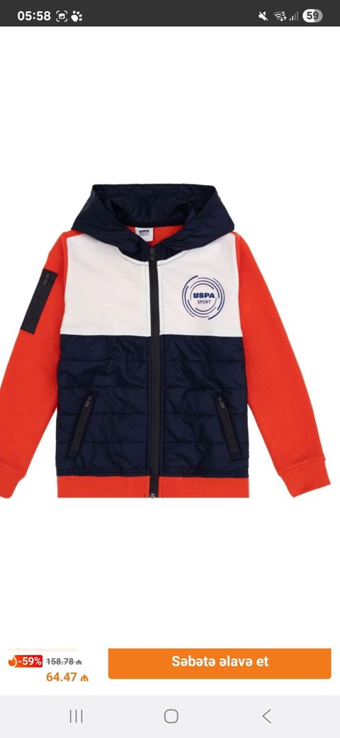 US Polo Assn Uspa Sport uşaq üst geyimi (13–14 yaş üçün ideal)