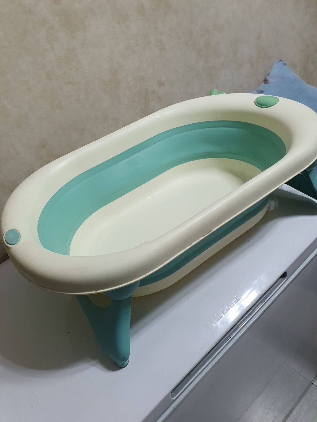 Uşaqlar üçün qatlanan vanna - Rəng: krem və yaşıl-aqua - Material — Santexnika, Digah