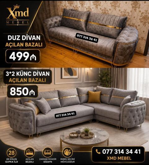 XMD Mebel – Açılan bazalı divanlar - Düz divan: açılan bazalı model — Xırdalan