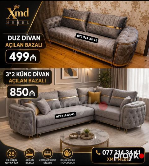 XMD Mebel – Açılan bazalı divanlar - Düz divan: açılan bazalı model