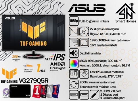 Monitor Asus TUF Gaming 27-inch 200Hz IPS VG279Q5R — Bakı