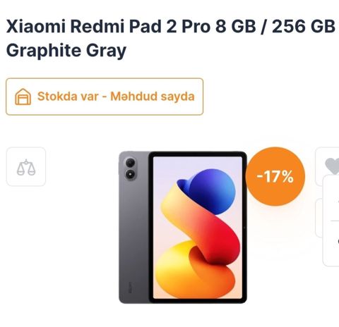 Xiaomi Redmi Pad 2 Pro planşet – 8 GB RAM / 256 GB yaddaş, rəng — Digah