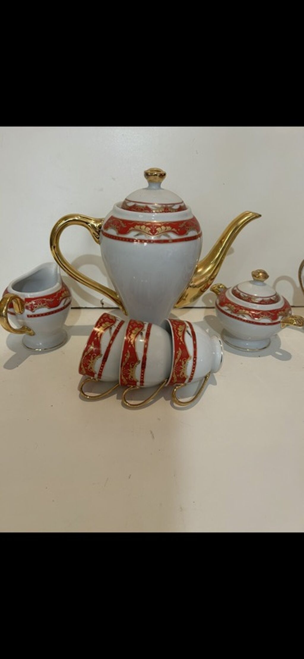 Çay dəsti, rəng - Ağ, Farfor — Çaynikler və qəhvə qabları, Digah (2)