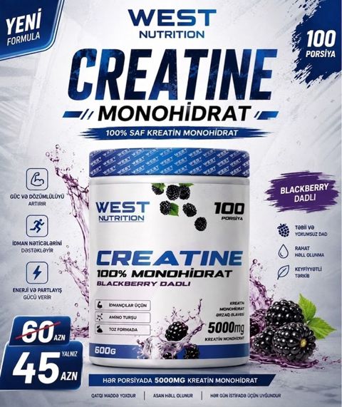 West Nutrition Creatine Monohidrat – 100% saf kreatin monohidrat — Digah