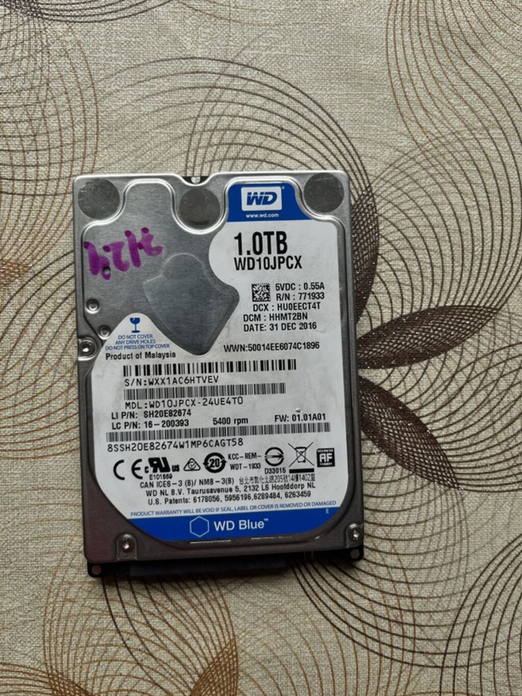 WD Blue 2.5" HDD – 1TB (WD10JPCX) Notbuk ve Playstationda istifade — Elektronika, Bakı