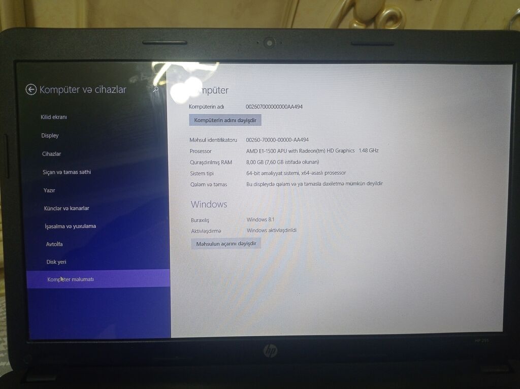 HP 255 seriyalı noutbuk Barter Mümkündür Telefonla Xüsusiyyətlər — HP, Xırdalan (7)
