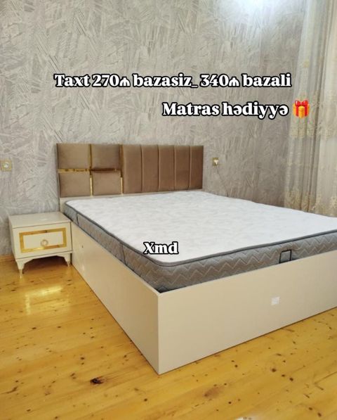 Taxt dəsti – yumşaq başlıq və zərif qızılı dekor detallar ilə. - Ölçü — Bakı
