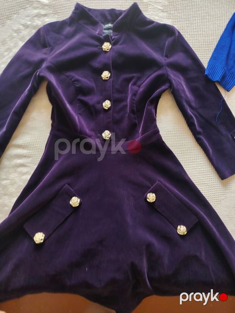 Məhsul: Qadın paltarı (2 model) 1) Bənövşəyi samt paltar - Material