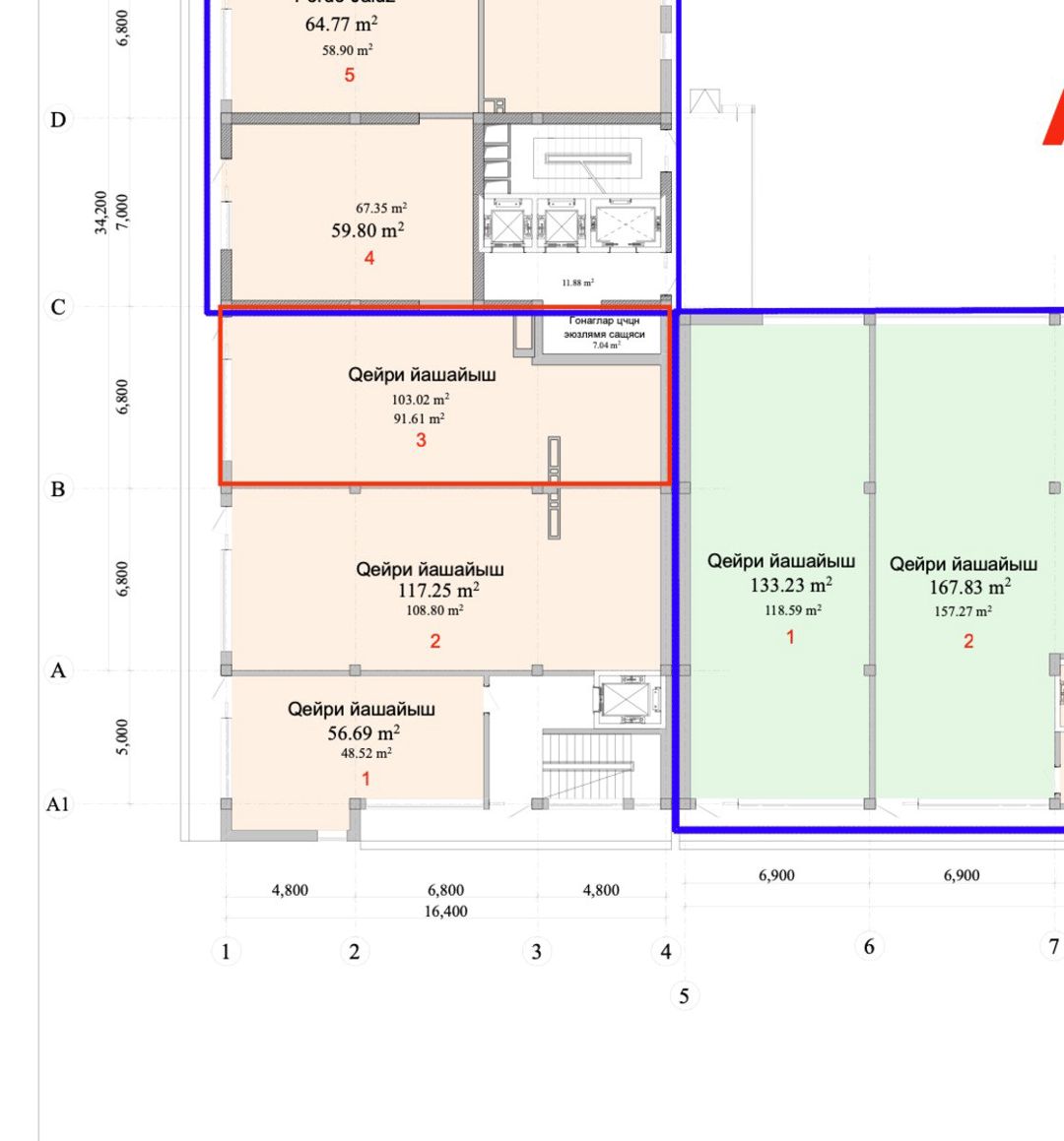 İcarəyə verilir obyekt 103 m² — Əmlak, Bakı (10)