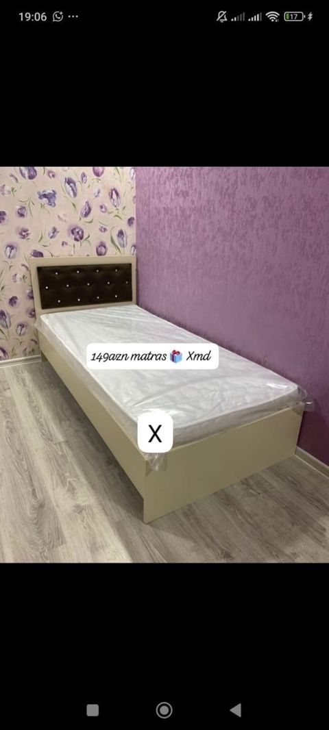 Tək nəfərlik çarpayı və matras dəsti. - Ölçü: tək nəfərlik — Bakı
