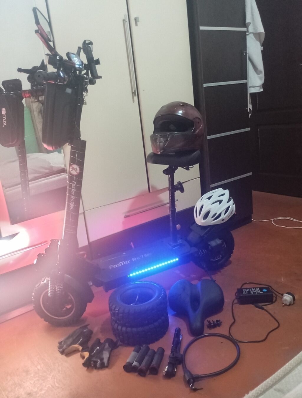 Elektrik skuter – Faster RS7 - Güclü ön ikili LED proyektor işıqları — İdman, hobi, istirahət, Digah (10)