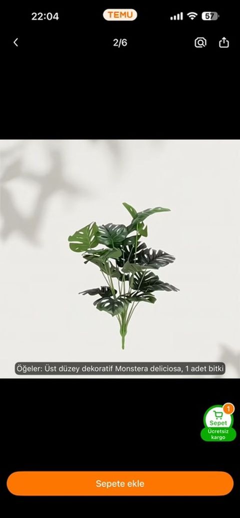 Məhsul: Dekorativ süni bitki – Monstera deliciosa (2 ədəd) — Mingəçevir