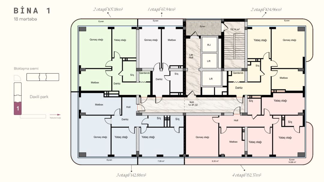 Satılır 4 otaqlı yeni tikili 154.6 m² — Mənzil, Bakı (5)