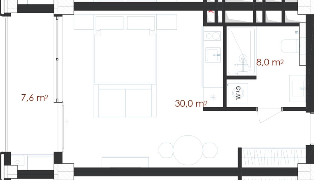 Satılır 1 otaqlı yeni tikili 45.6 m² — Mənzil, Bakı (9)