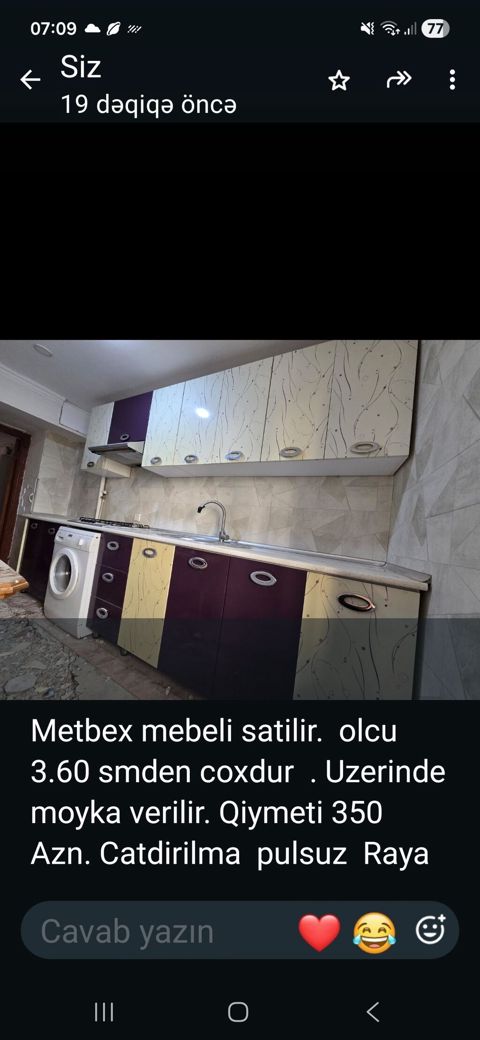 Mətbəx mebeli dəsti - Ölçü: 3.60 m-dən çox - Komplektə üst və alt — Sumqayıt