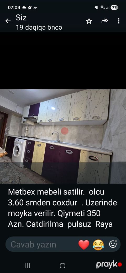 Mətbəx mebeli dəsti - Ölçü: 3.60 m-dən çox - Komplektə üst və alt