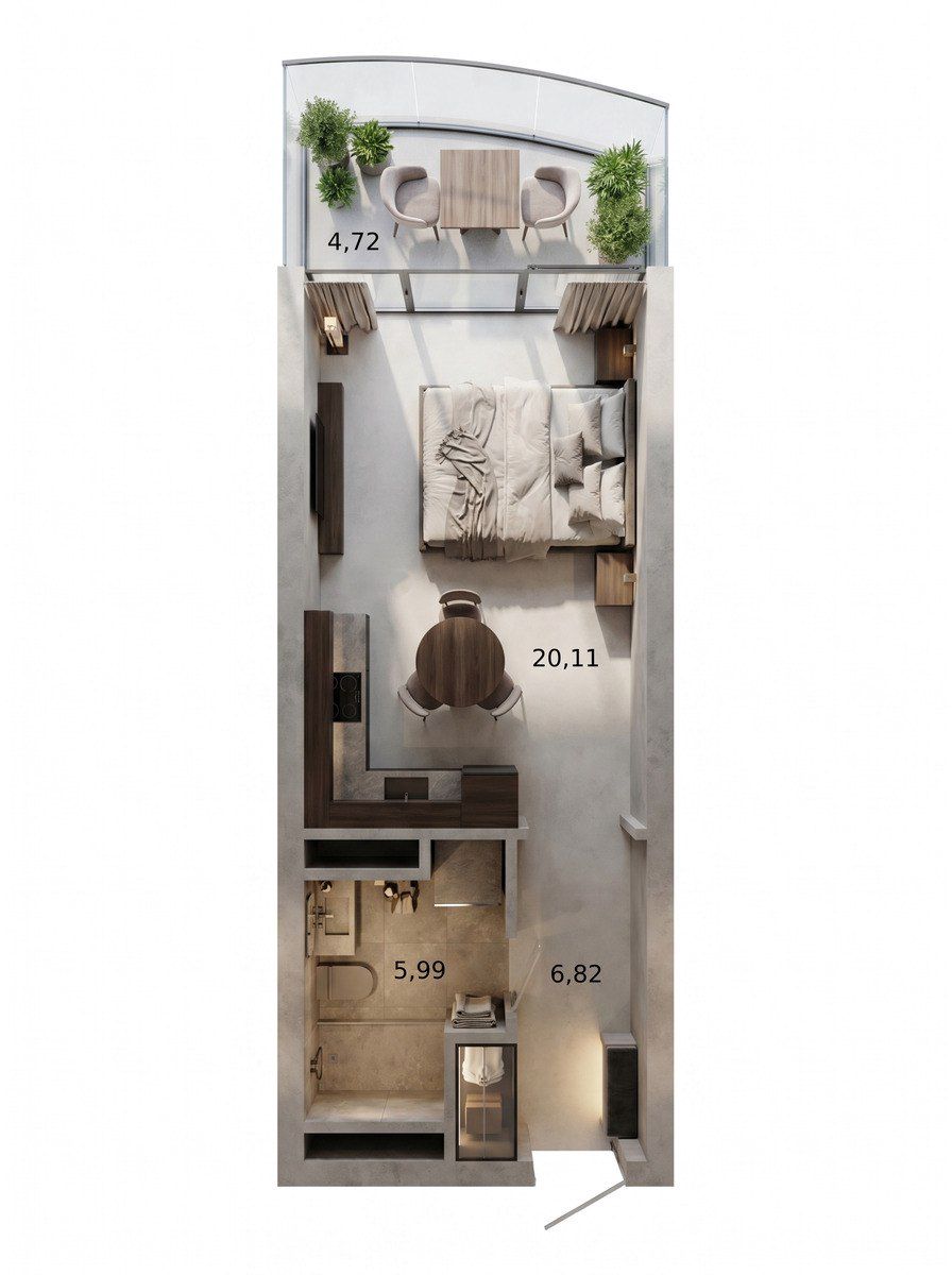 Satılır 1 otaqlı yeni tikili 37.6 m² — Mənzil, Bakı (2)