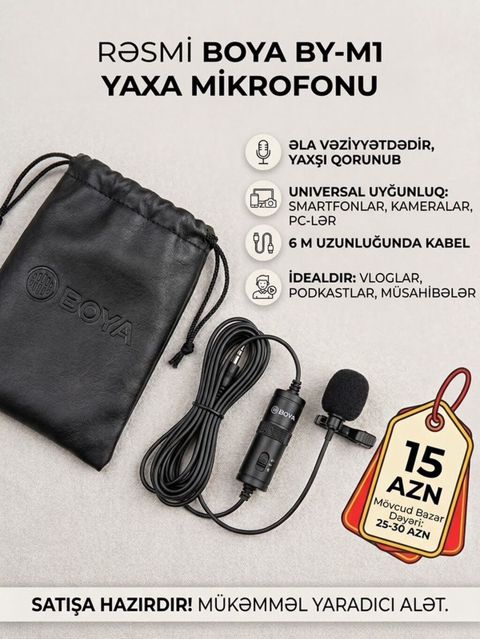 Rəsmi Boya BY-M1 yaka mikrofonu - Universal uyğunluq: smartfonlar — Digah