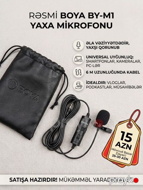 Rəsmi Boya BY-M1 yaka mikrofonu - Universal uyğunluq: smartfonlar — Digah