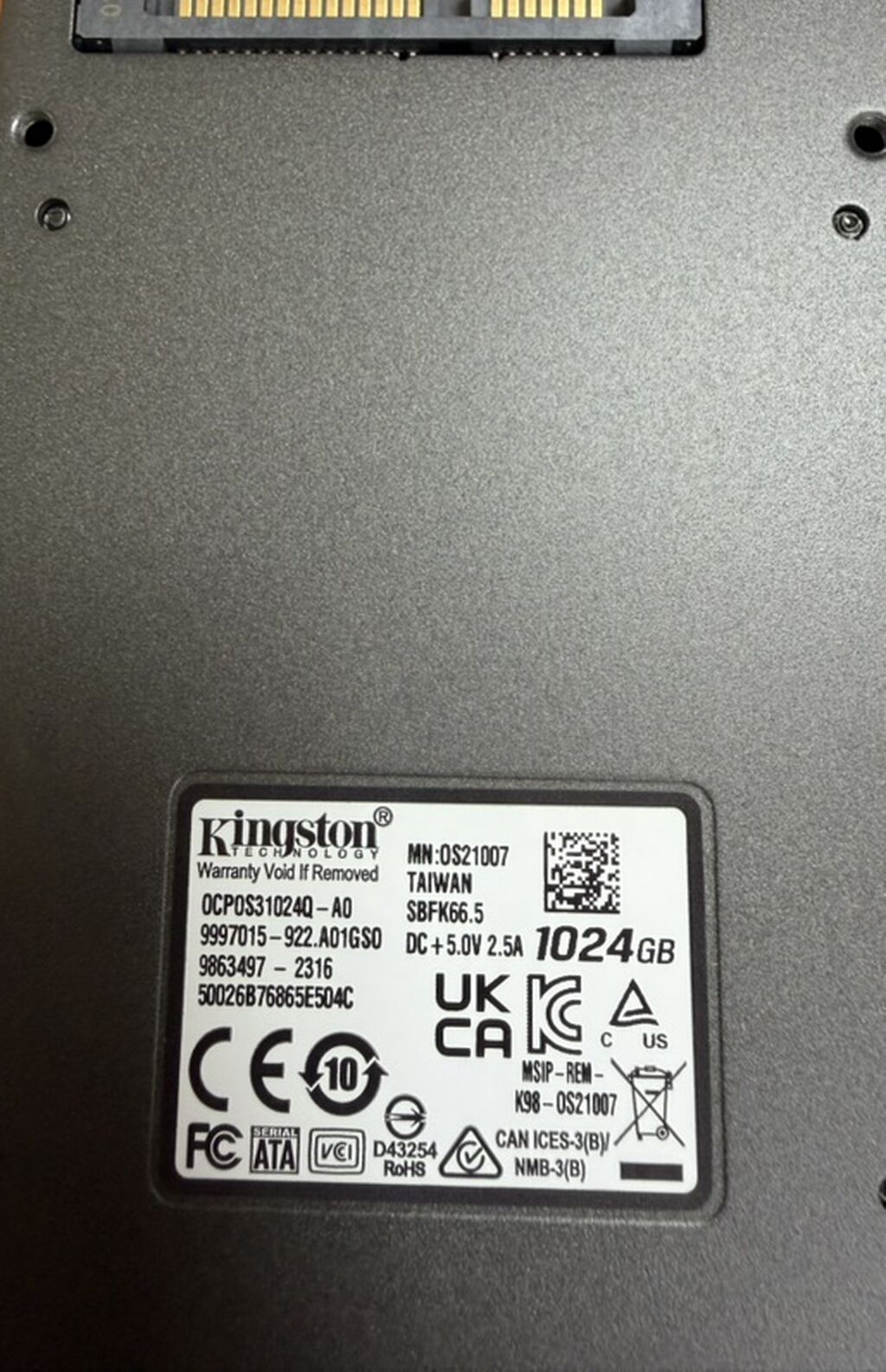 Kingston 2.5" Sata SSD – 1024 GB yenidir. - Brend: Kingston — Elektronika, Bakı (2)