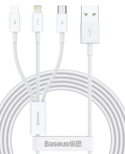 Baseus Usb↔m+ıp+c Kabel 1.5M Superıor White — Bakı