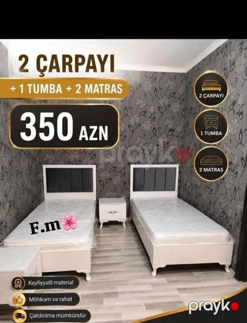 2 çarpayı + 1 tumba + 2 matras dəsti Xüsusiyyətlər: - 2 ədəd tək — Sumqayıt