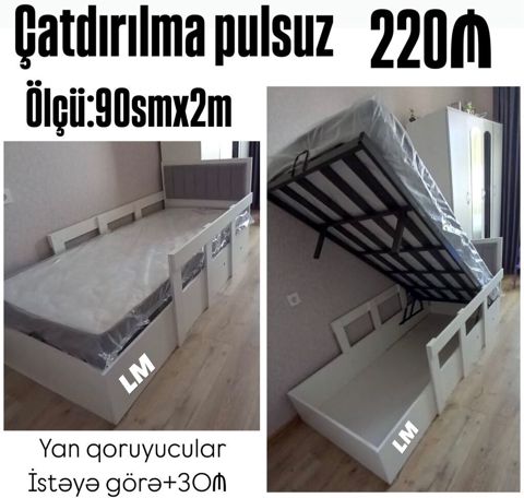 Yüksəldilən mexanizmlə sandıqlı tək nəfərlik çarpayı. Xüsusiyyətlər — Bakı