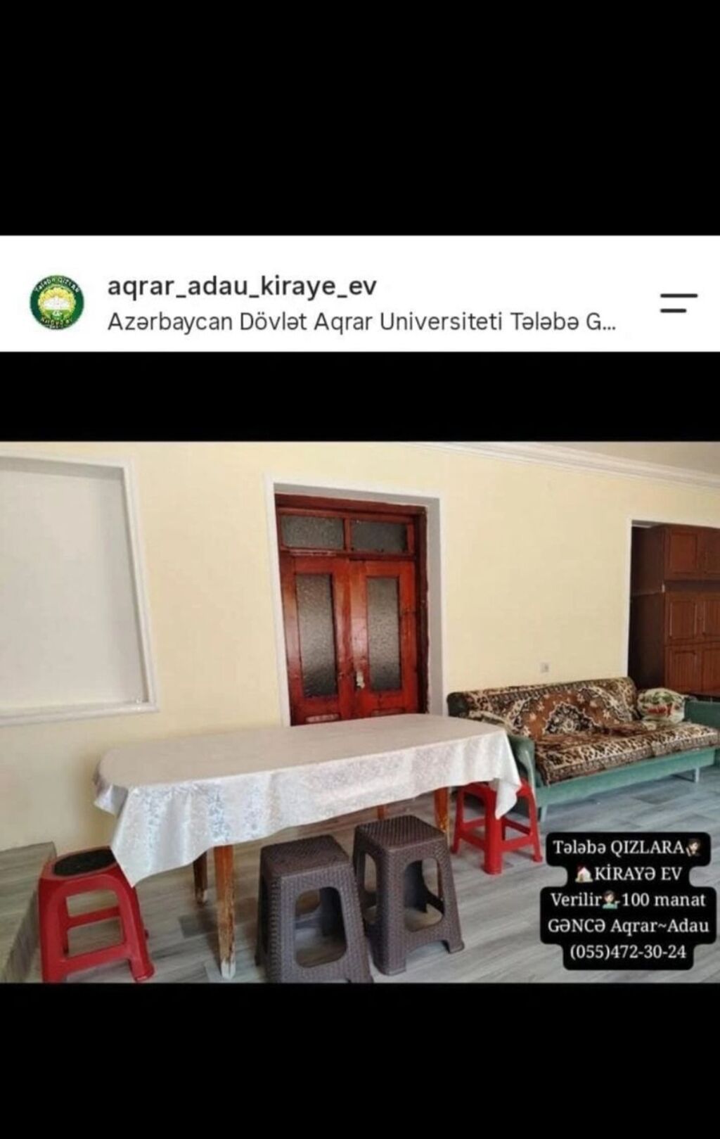 Yalnız tələbə qızlar üçün kirayə otaqlar – ADAU/Aqrar Universitetinə — Daşınmaz əmlak, Gəncə (3)