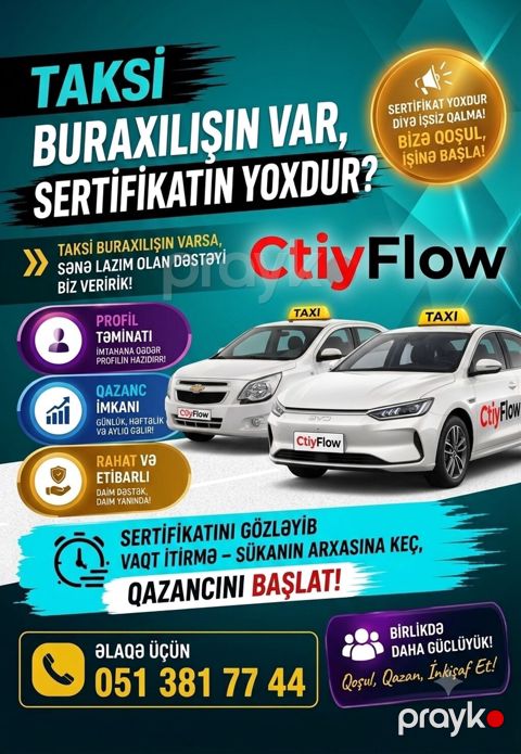 Taksi sürücüsü tələb olunur, Gündəlik ödəniş — Bakı