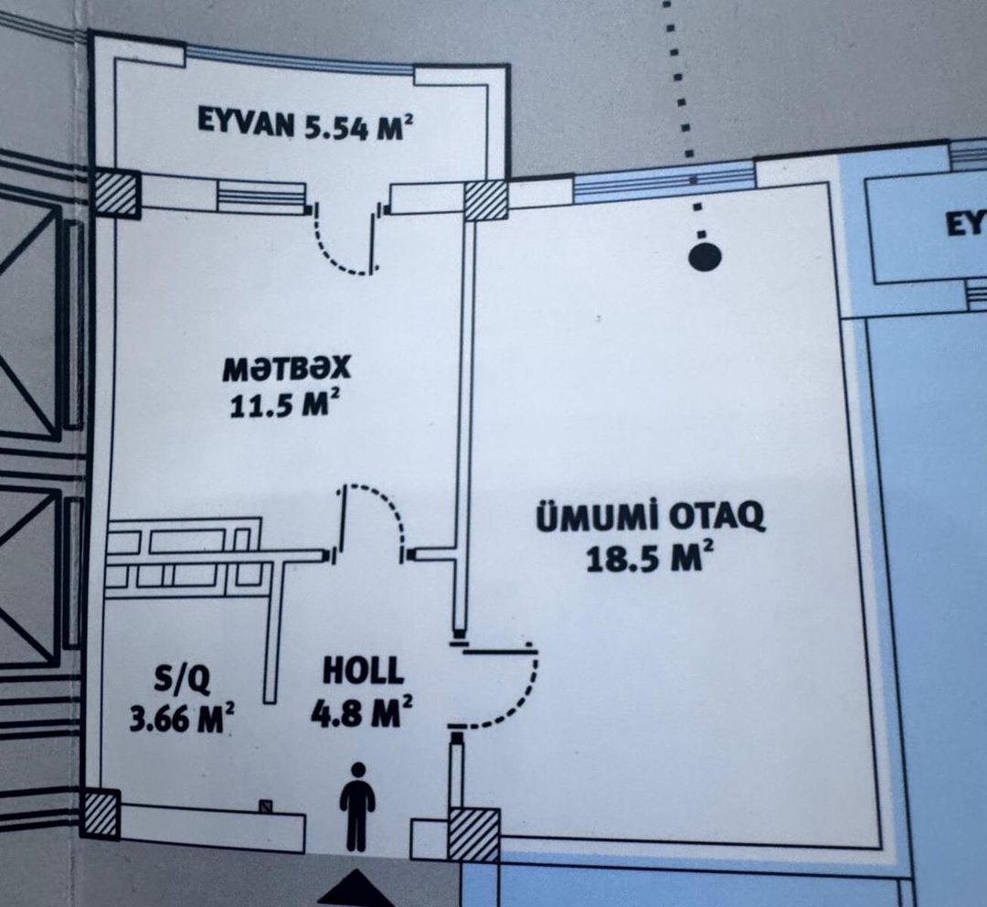 Satılır 1 otaqlı yeni tikili 44 m² — Mənzil, Bakı (2)