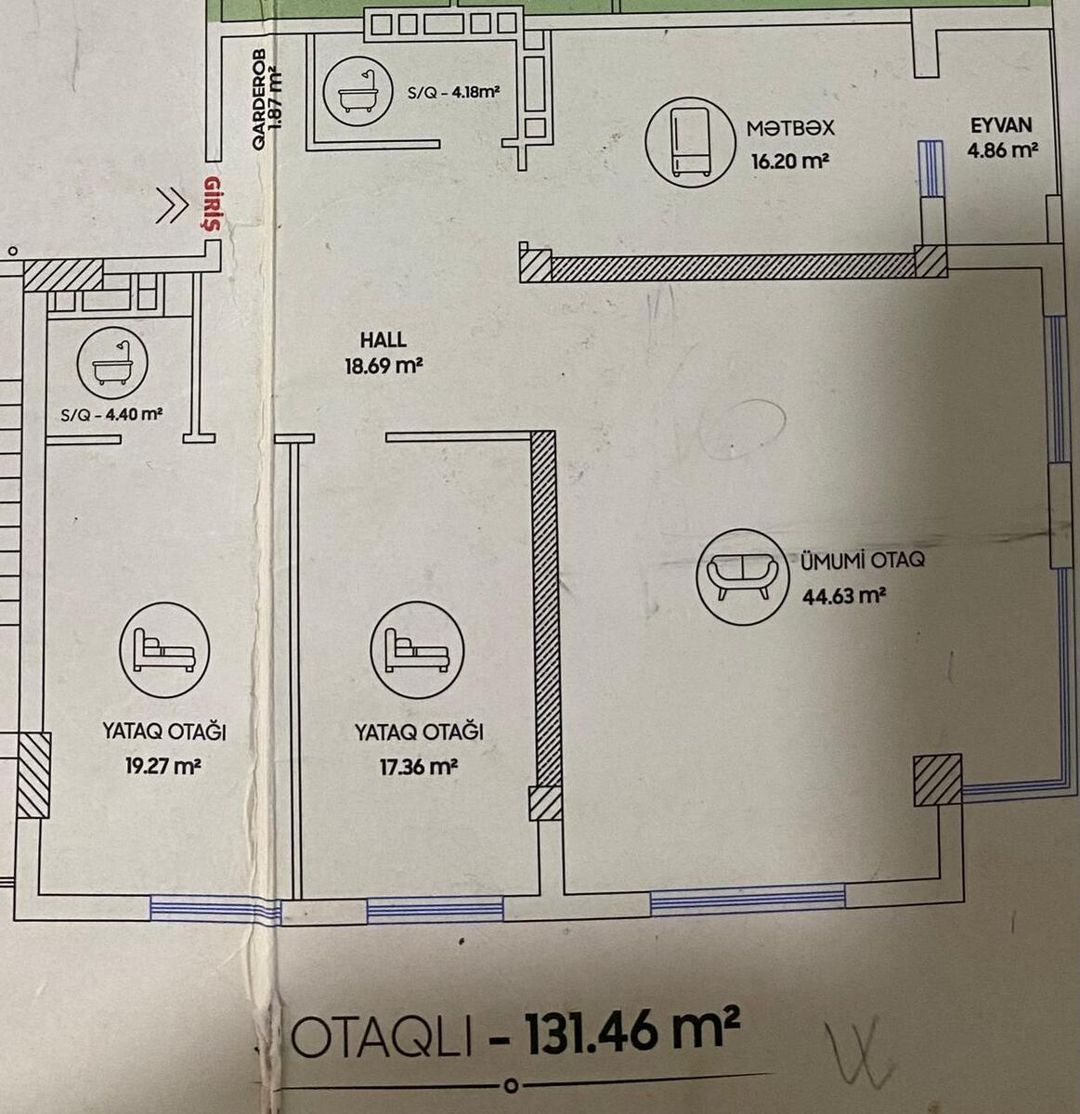 Satılır 4 otaqlı yeni tikili 131.4 m² — Mənzil, Bakı (4)