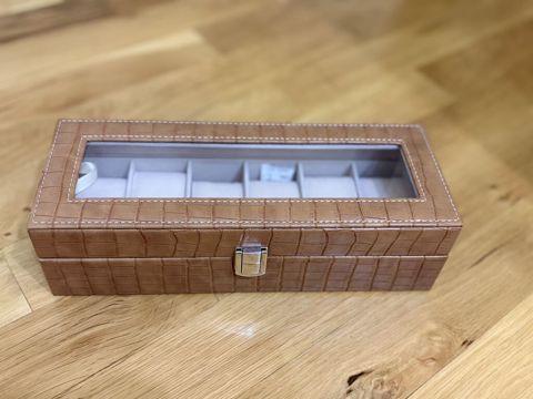 Saat qutusu – 6 bölməli, kroko naxışlı, krem daxili — Bakı