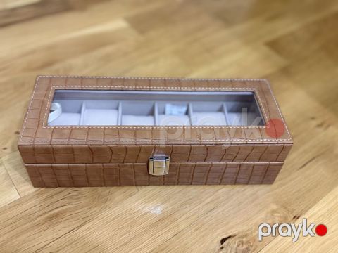 Saat qutusu – 6 bölməli, kroko naxışlı, krem daxili — Bakı
