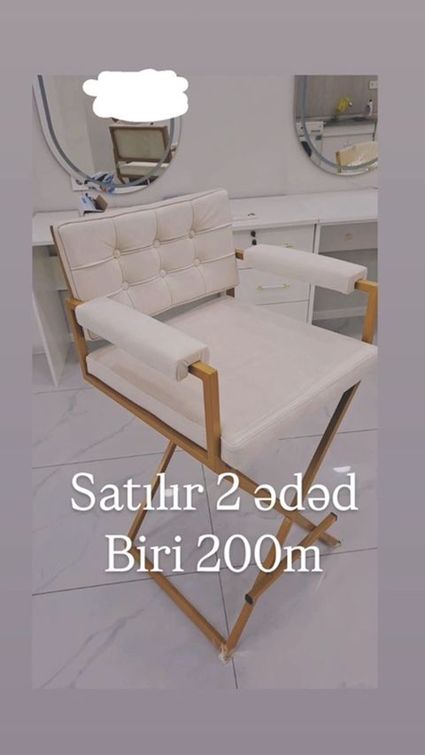 Vizajist/rejissor stulu – 2 ədəd. - Rəng: krem - Çərçivə: qızılı metal — Digah