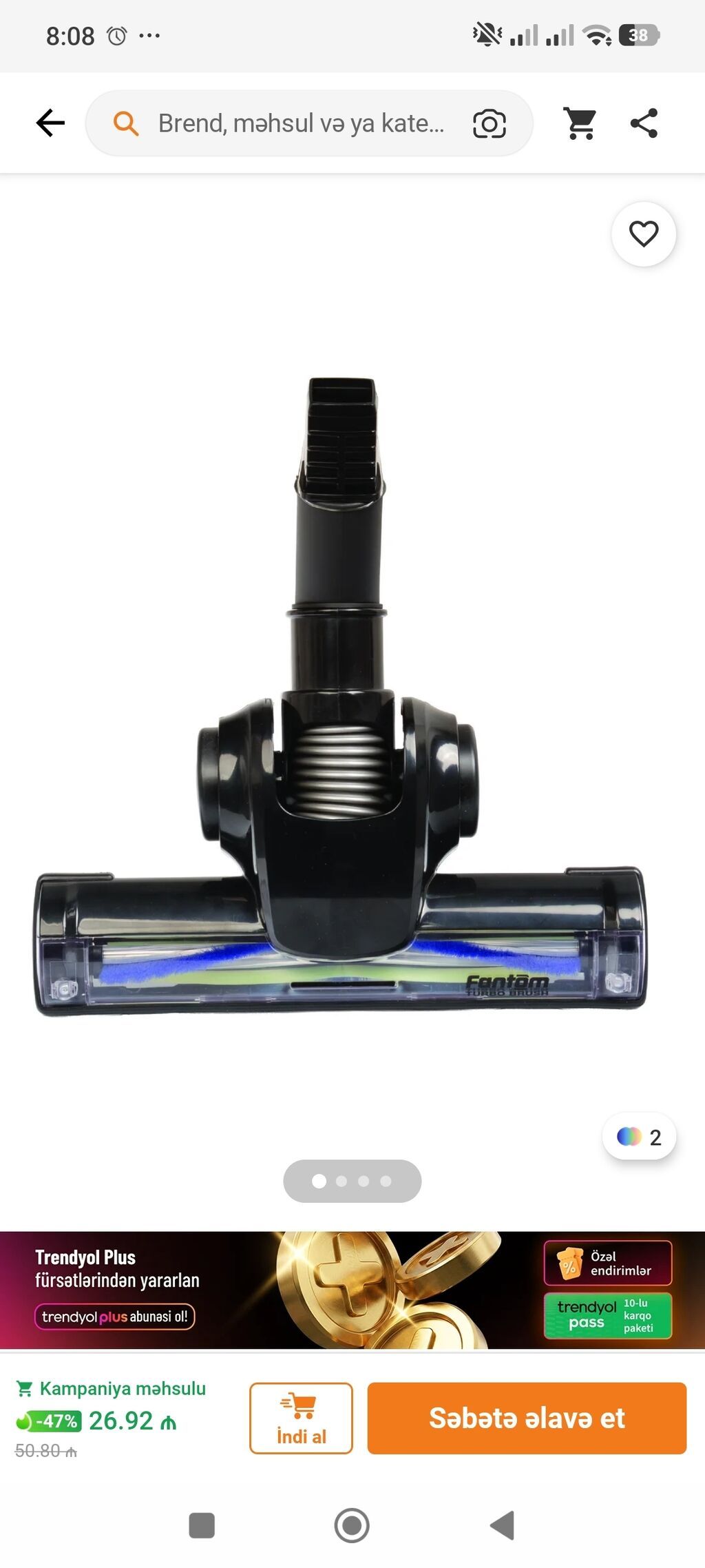 Fantom Turbo Multi elektrik süpürgəsi üçün turbo fırça başlığı.Ustunde — Təmizlik üçün alətlər, Bakı