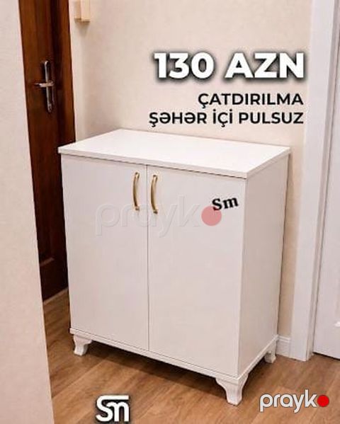 Ağ rəngli iki qapılı dolab - Qiymət: 130 AZN - Çatdırılma: Şəhər içi