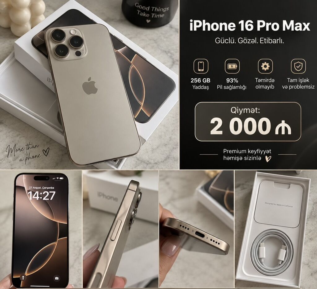 IPhone 16 Pro Max, 256 GB, Qızılı — Apple iPhone, Bakı