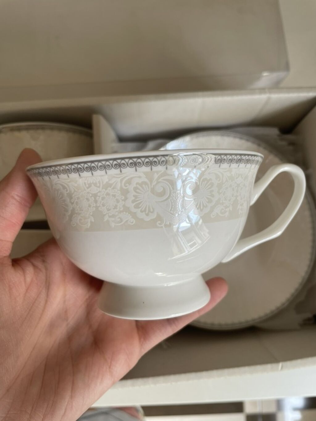Çay dəsti, rəng - Ağ, Farfor, 6 nəfərlik — Çaynikler və qəhvə qabları, Bakı (3)