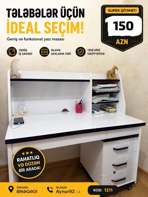 Aynur92 kod1211 Qiymet:150 Azn Yazi masasi satilir Veziyyet:yeni kimi — Bakı