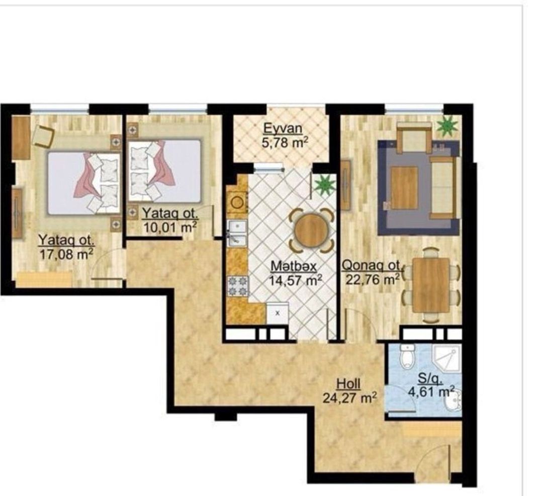Satılır 3 otaqlı yeni tikili 100 m² — Mənzil, Bakı (4)