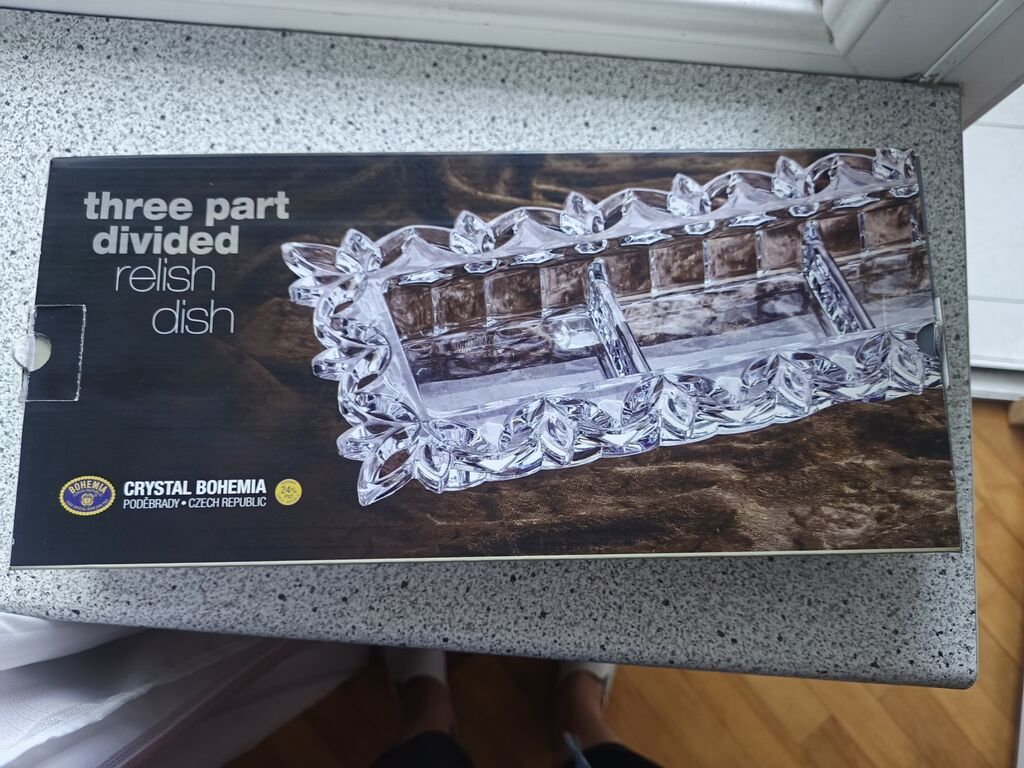 Crystal Bohemia üç bölməli kristal qəlyanaltı qabı Təzədir — Fərdi qablar, Bakı (2)